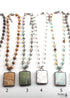 Boho Necklace, RH Jade Amazonite, Square Green Natural Stone